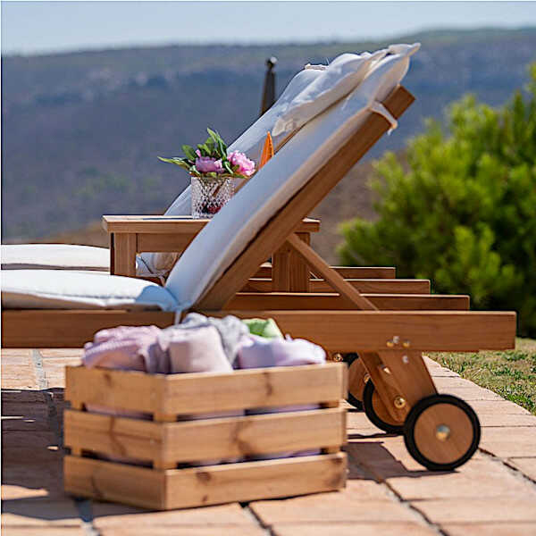 Ξαπλώστρα Ξύλου Teak Παραλίας Κήπου 197x65x35(Υ)cm